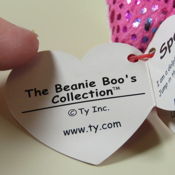 Ty Beanie Boos Sparkles Pink Dolphin Plush Glitter Eyes Plush Stuffed Animal Toy - Picture 11 of 16